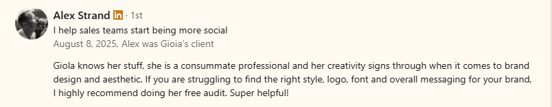 Screenshot testimonianza originale